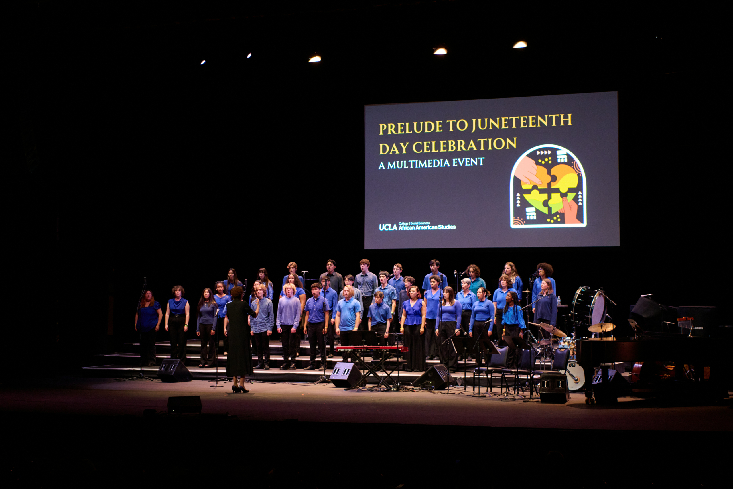 Juneteenth Day UCLA student choir group singing on stage